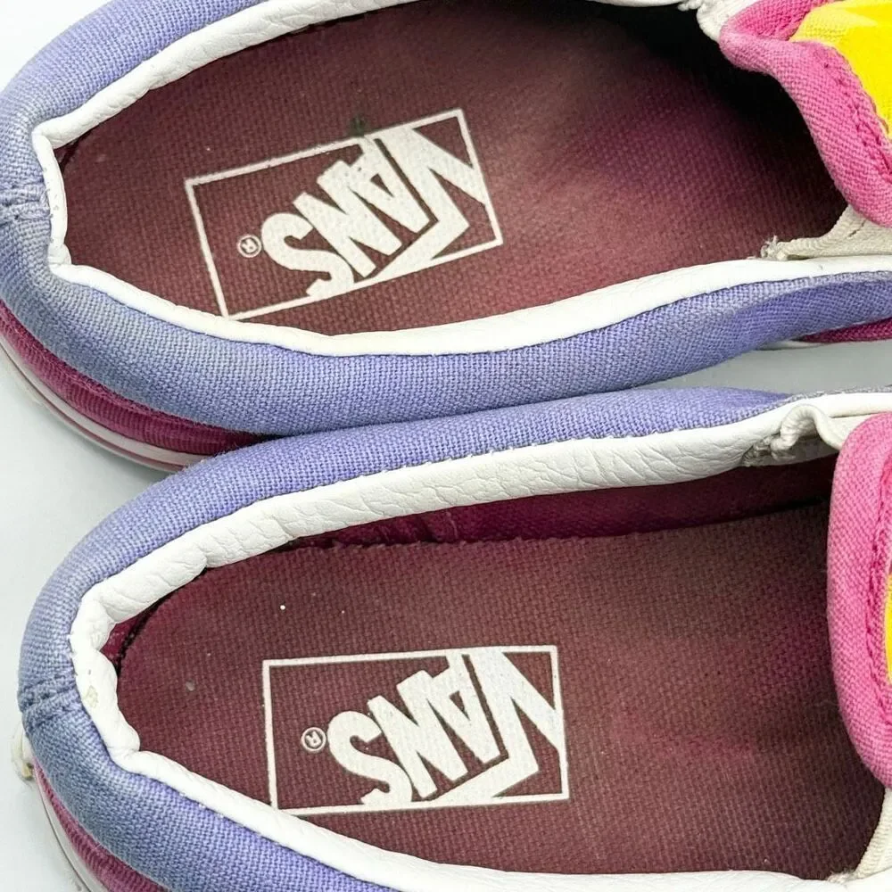 Vans Slip-On Checkerboard Multi Color Yellow Purple Pink Skate Sneakers - US Big
